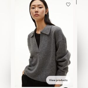 H&M Dark Gray Fine-knit Collared Sweated- size small